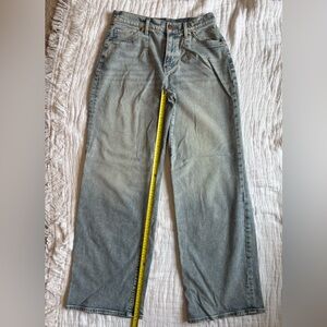 Express Women’s High Waisted Light Wash Pleated Relaxed Wide Leg Jeans